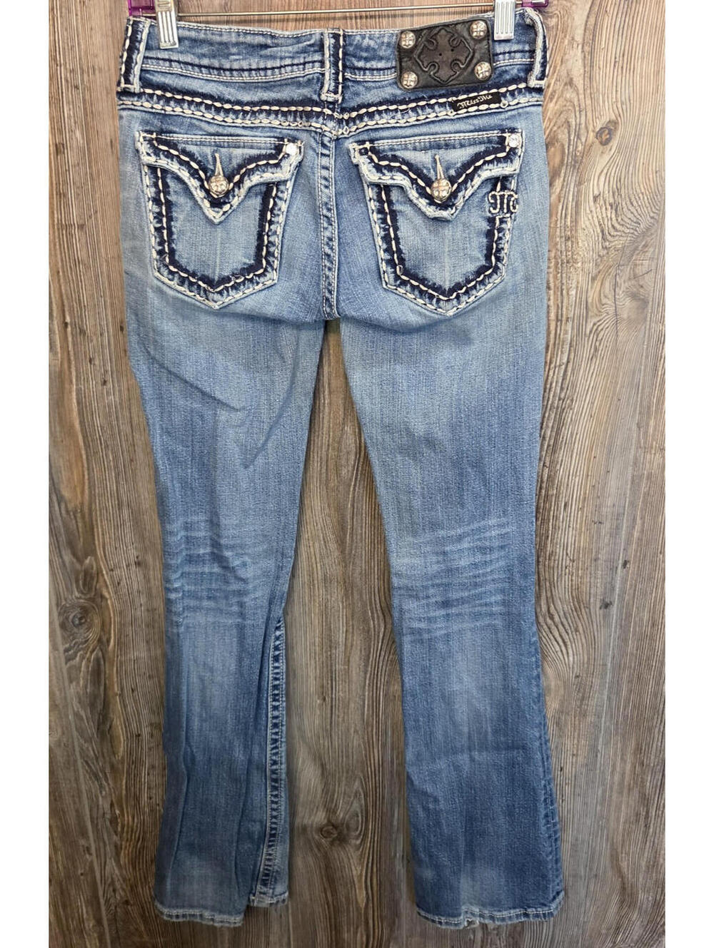 Miss Me Denim Blue Jeans Women Sz 27 (28x32) Boot Cut JP5014-8 distressed rodeo